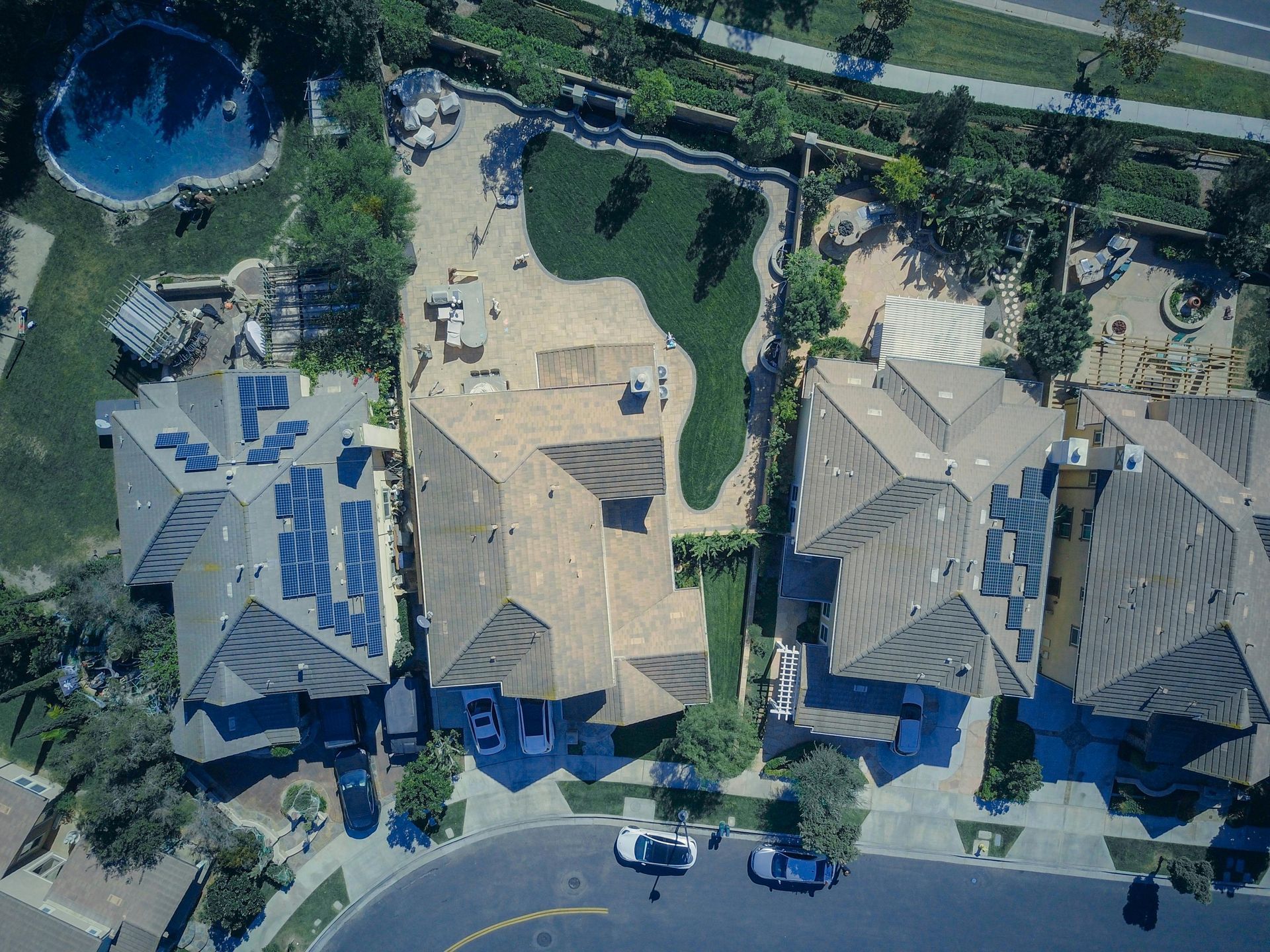 Aerial view of roofing project
